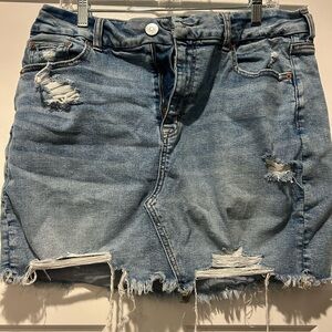 American Eagle Outfitters Ripped Blue Denim Mini Skirt